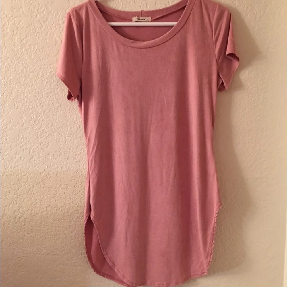 velvet pink tshirt dress